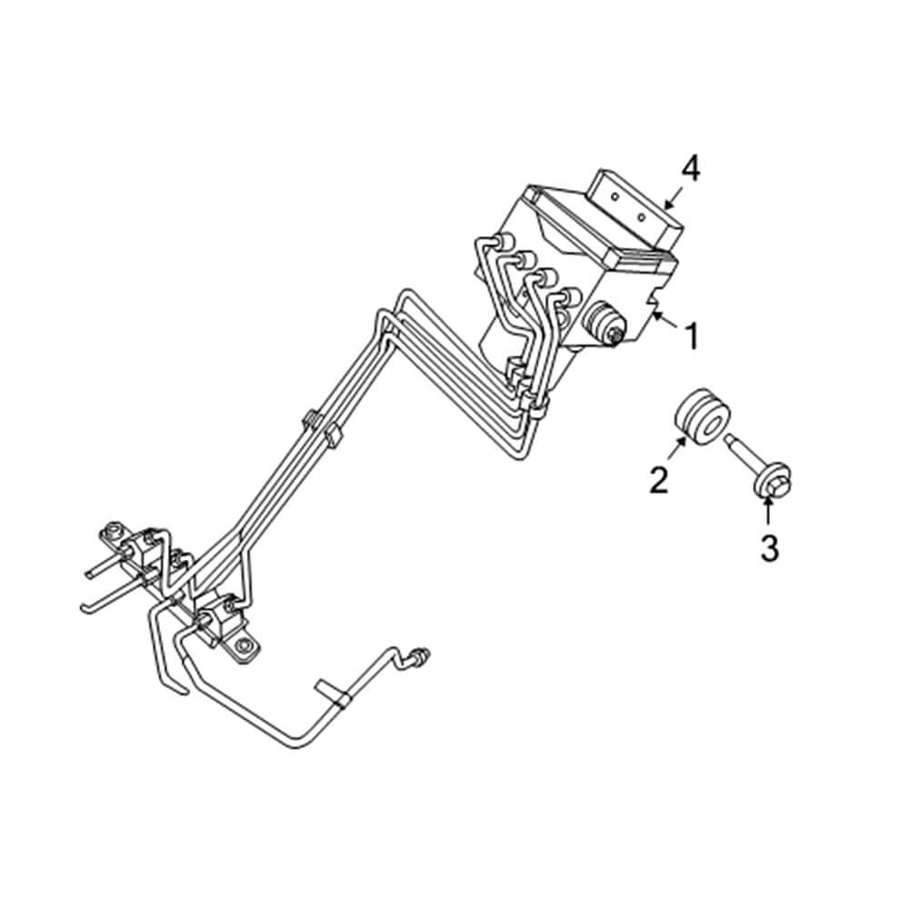 68142314AC & 68061772AA | Genuine Mopar® ABS Brake Control Module & Hydraulic Control Unit Assembly Exploded View Diagram