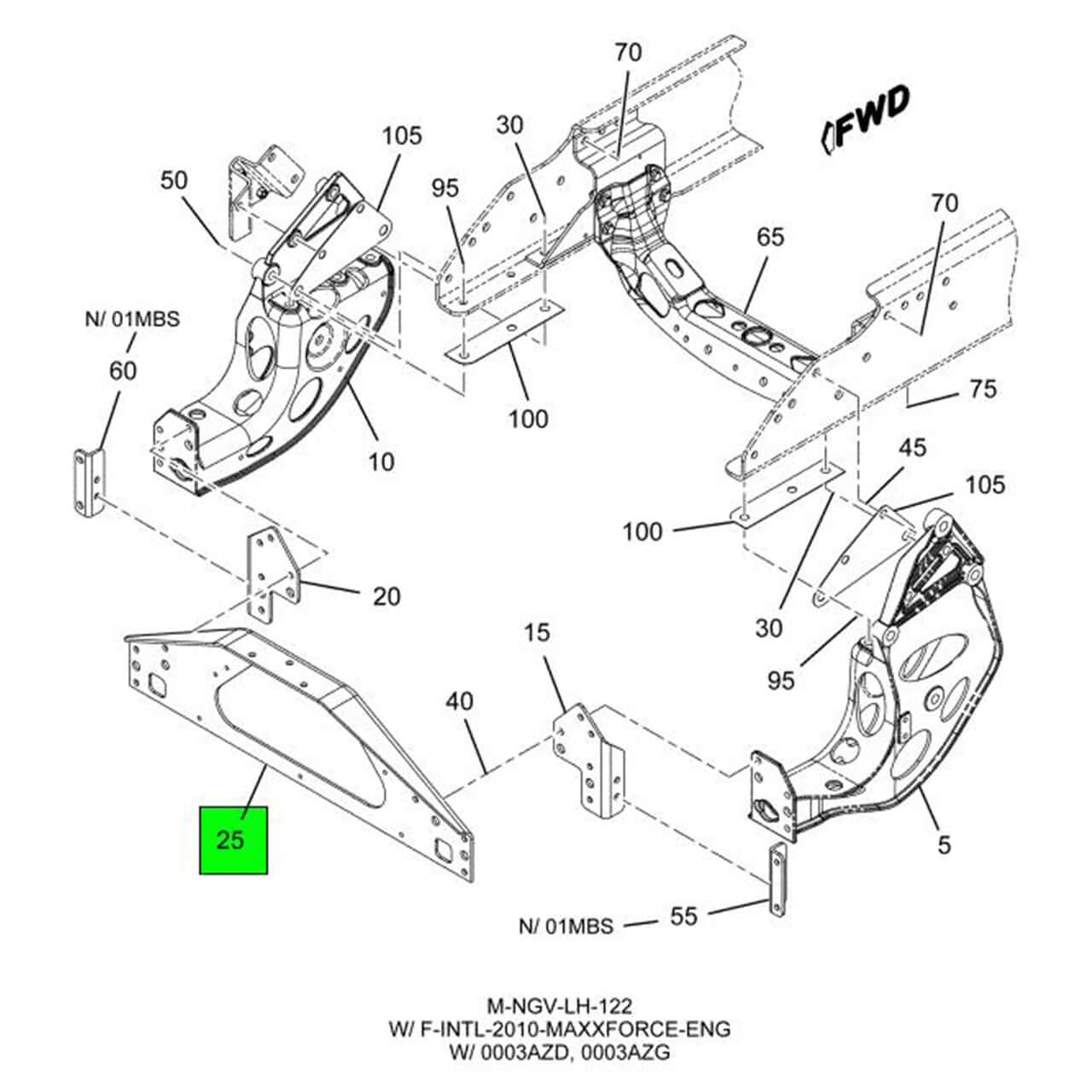 3987735C2 | Genuine International® Mounting Crossmember Front Hood - Parts Finder Q