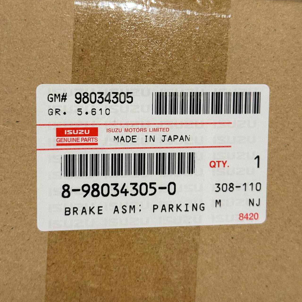 98034305 | Genuine GM® Drive Shaft Parking Brake Assembly Label view