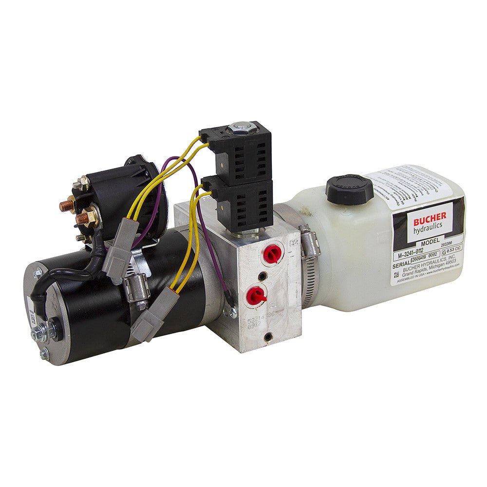 M-3241-0112 | Genuine Bucher Hydraulics® Double Acting Power Unit 12V for 0.13 Gallon Front-right angle